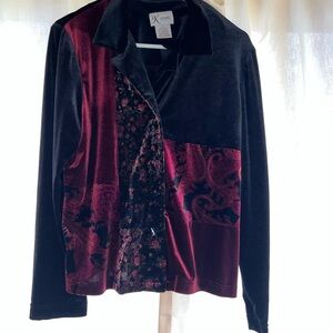 Black and Red Velvet Blazer Luxurious Suit Jacket